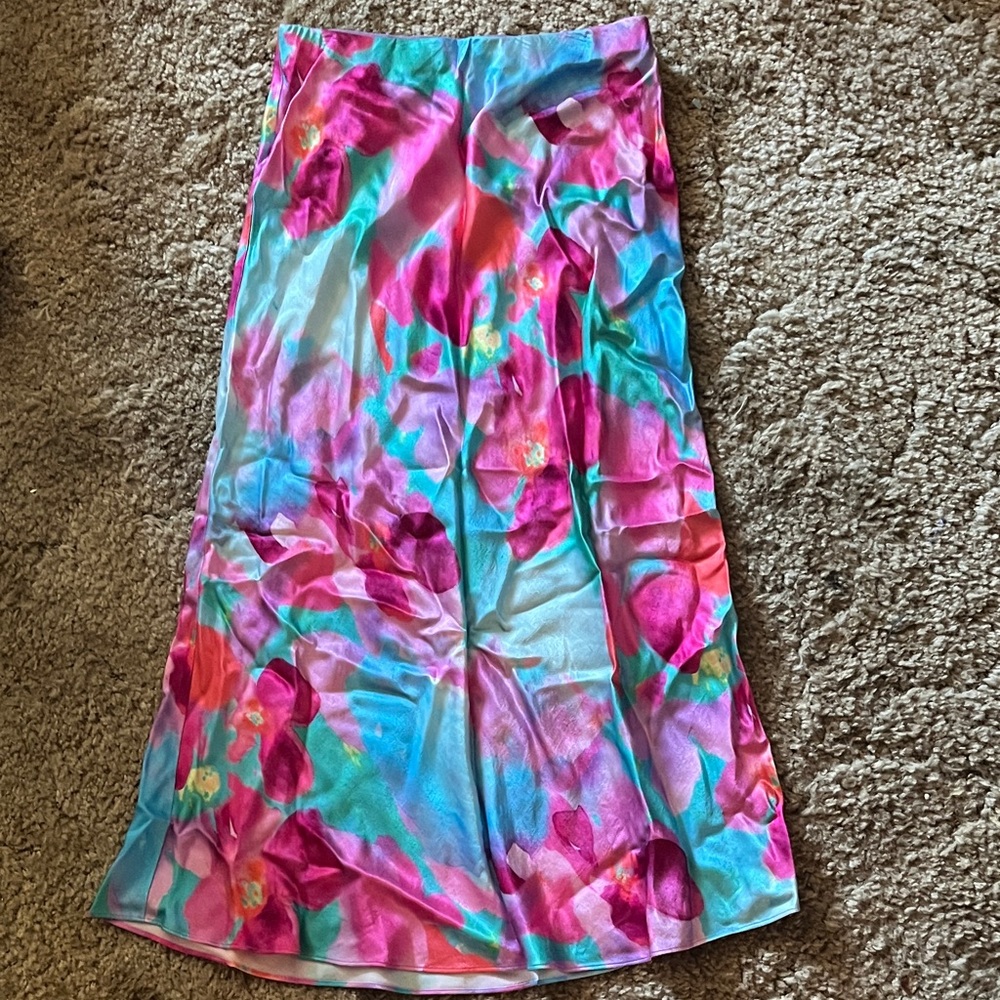 Rails Floral Midi Skirt - Pink and Blue